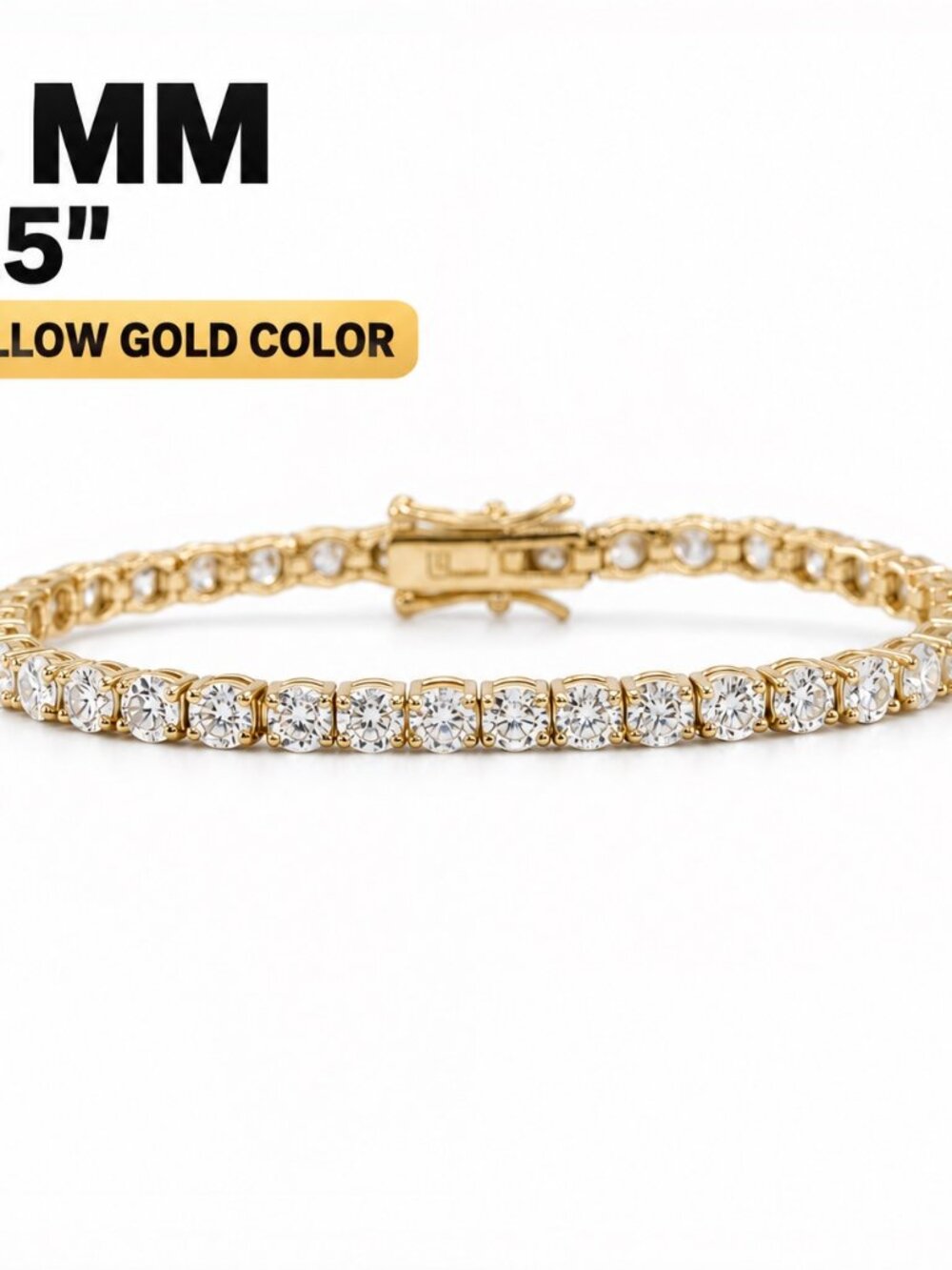 LEKANI 3mm Moissanite Tennis Bracelet S925 Gold 6.5 in